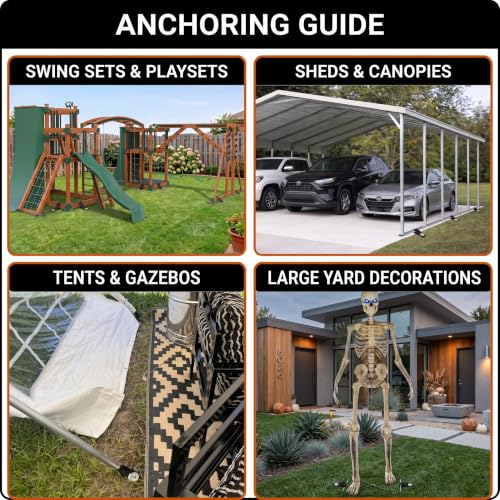 8 Pack Trampoline Anchors Heavy Duty Wind Stakes with Straps & Drill Bit - Ground Anchors for High Wind Stability