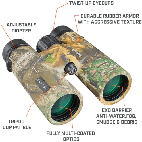 Realtree Bone Collector Bushnell Engage X 10x42mm Waterproof Binoculars for Hunting and Travel