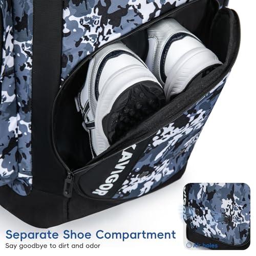 Blue Camo Rolling Baseball Bag 60L with Wheels Holds 4 Bats & Shoes Youth Equipment
