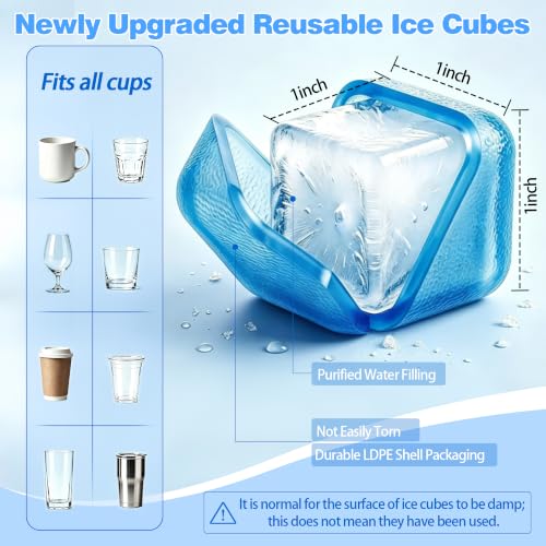 Reusable Plastic Ice Cubes 500-Piece Set - Non-Diluting Drink Chillers for Cocktails & Beverages
