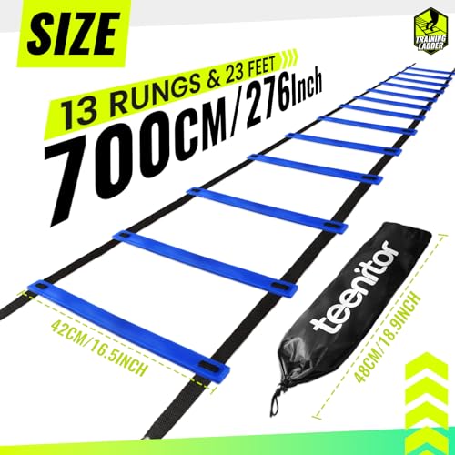 Blue 23 Ft Agility Ladder for Speed & Footwork Training - Sports Equipment