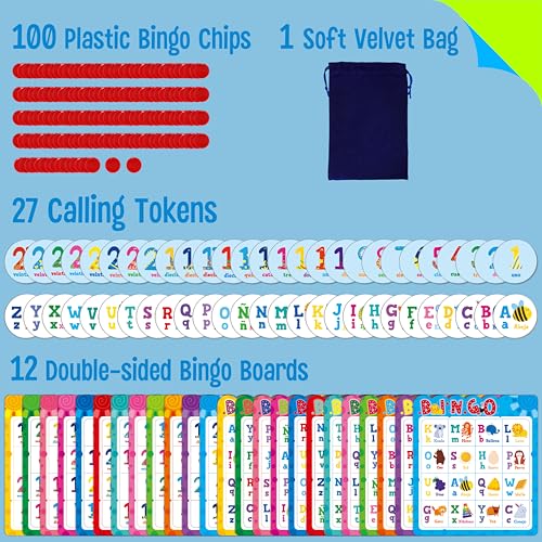 Spanish Bingo Game with Alphabet & Numbers - Educational Toy for Kids Ages 4+ - Variation: Spanish Alphabet Number Bingo Game