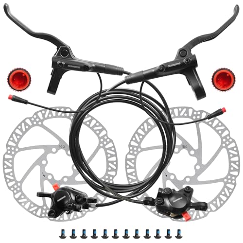 ZTZ MT200 Hydraulic Disc Brake Set for E-Bikes with 160/180/203mm Rotors, 2-Pin, Pre-Bled