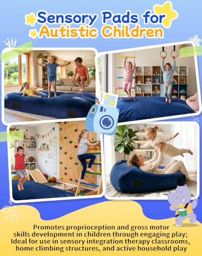 Kids Sensory Crash Pads 3x3 ft Blue - Safe Cushioning for Play & Therapy