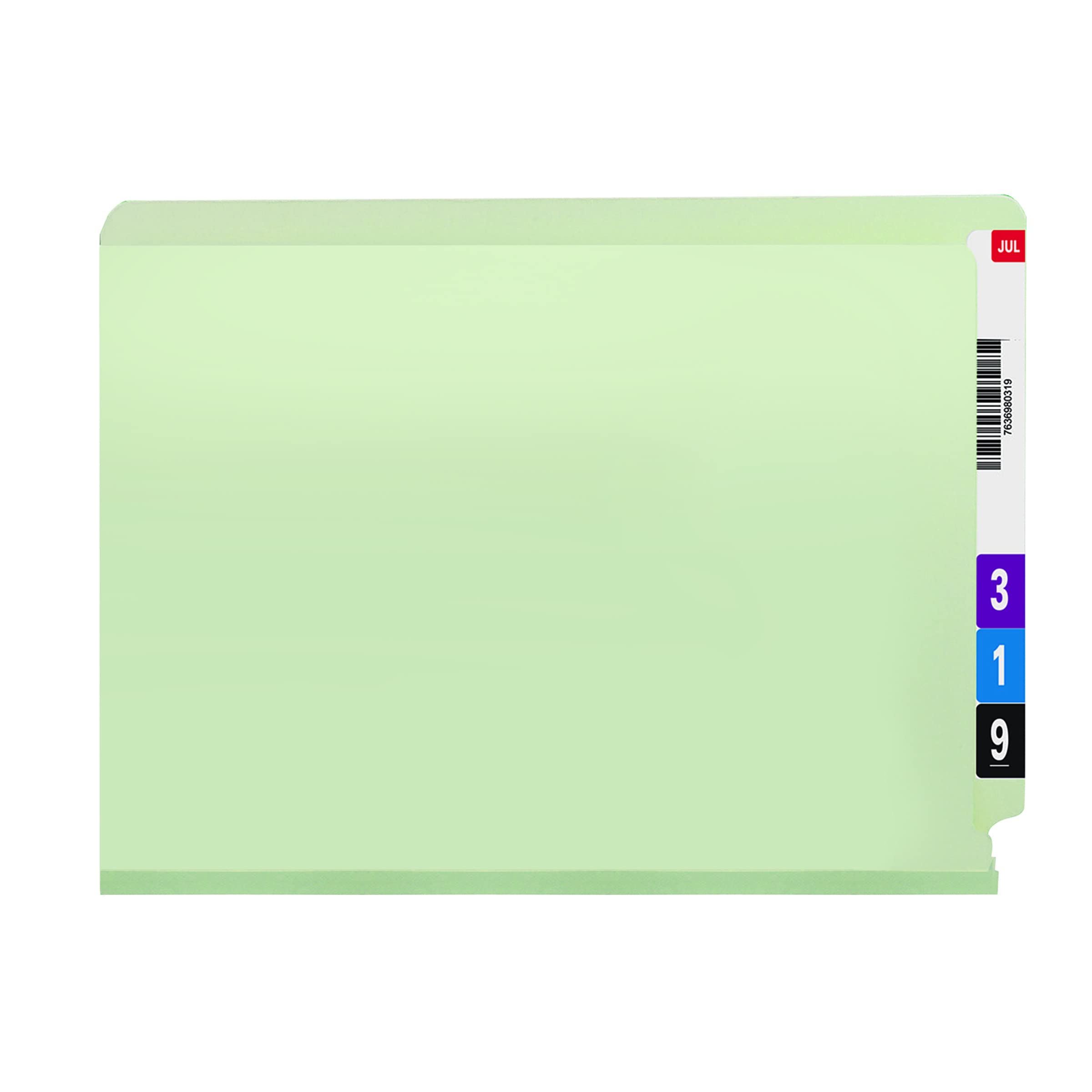 Smead End Tab Pressboard Fastener File Folder, SafeSHIELD, 2, 25 Mm Expansion, Letter Size, Gray, Green, 25 Count, 34705