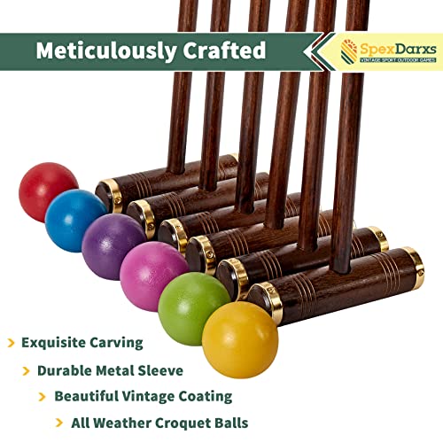 SpexDarxs 35-Inch 6-Player Croquet Set with Wooden Handles - Archaize Color