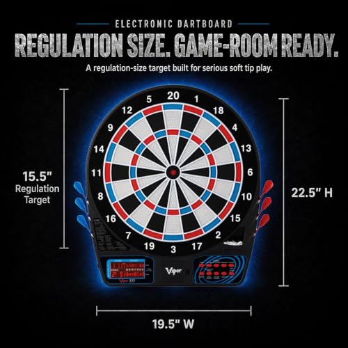 Viper 777 Electronic Soft Tip Dart Board - 15.5 Inch, 43 Games, Bilingual Voice