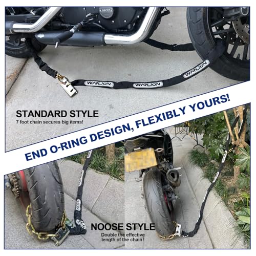 Heavy Duty Motorcycle Security Chain 7ft x 3/8in Black Anti-Theft Lock