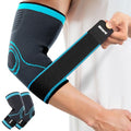 Elbow Brace Compression Sleeve with Straps - Blue Medium - Rakiie 2 Pack