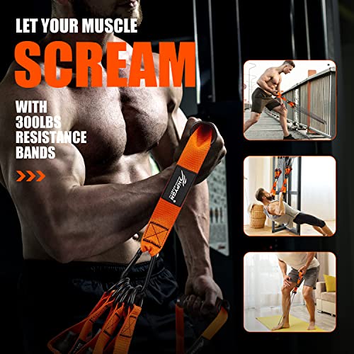 Orange 420LBS Heavy Resistance Bands Set with Handles for Intense Workout