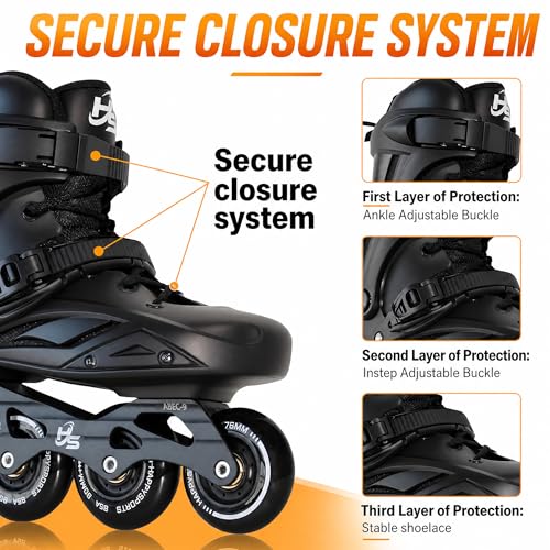 Performance Inline Skates for Women Men - Aluminum Frame, Soft Liner, Size 10-11/11-12