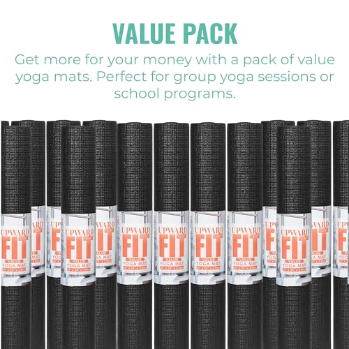 Black 16-Pack 3mm Bulk Yoga Mats - Non-Slip, Cushioned, Easy to Maintain