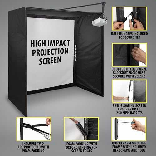 Golf Simulator Enclosure 11 x 8'4 x 5 ft Impact Screen Projector Mount Indoor Practice