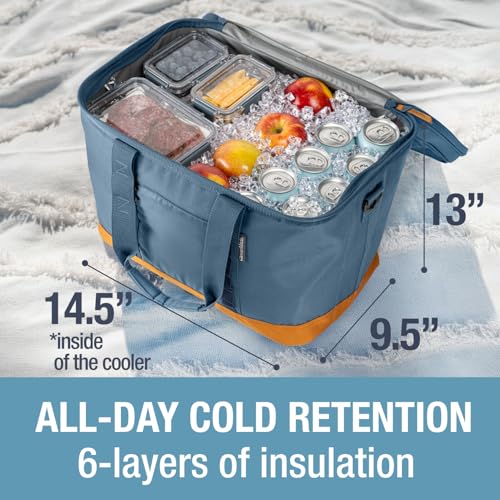 Large Collapsible Cooler Bag Ocean Cognac - Insulated Portable Cooler for Group Outings
