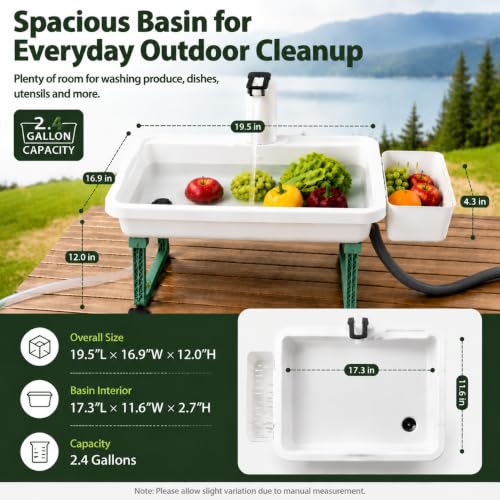 Portable Hand Washing Station with 2x15L Foldable Water Bags for Camping and Outdoor Use