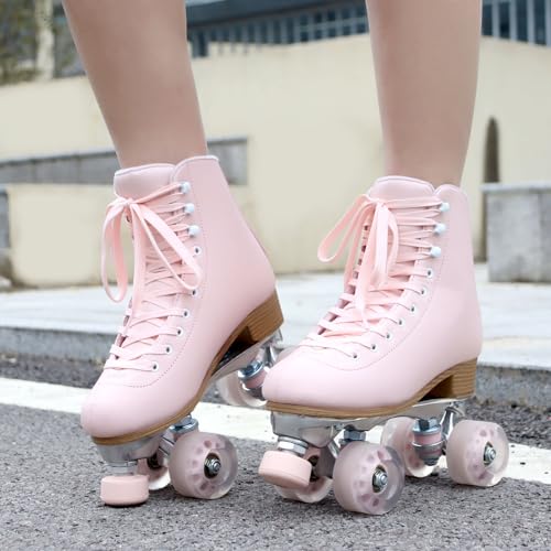 Sakura Pink Adjustable Retro Roller Skates for Women - Outdoor & Indoor Use