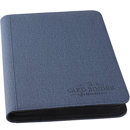 Blue Trading Card Binder with 540 Side Loading Pockets - 9 Pocket Album for Collectibles