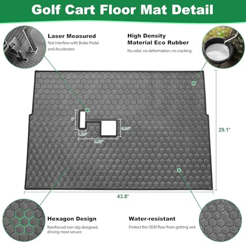 Black Club Car Golf Cart Floor Mat Full Coverage for DS 1982-2013 & Villager 1982-2018