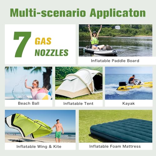 Anoutway Green Electric Paddle Board Pump High Pressure Auto-Off Rechargeable