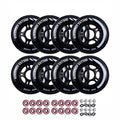 Steel Black 80mm Inline Skate Wheels - 8-Pack with Bearings & Spacers