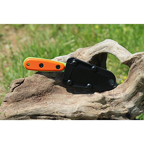 Fixed Blade Survival Knife with Green Venom Steel & Orange G10 Handles