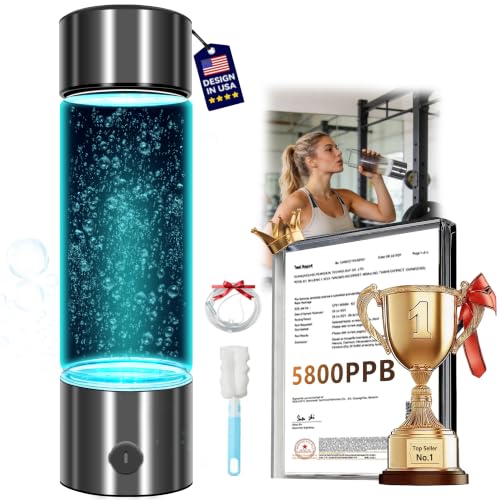Clcepore Gray Hydrogen Water Bottle Up to 5800 PPB - Certified Hydrogen Generator for Sports & Travel