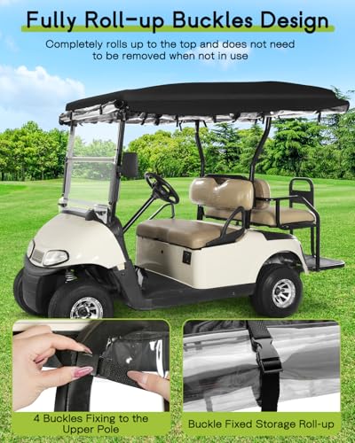 WEIMELL 4 Passenger EZGO RXV Golf Cart Enclosure with Extended Roof - Black, Waterproof