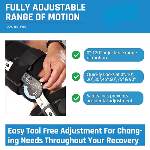 Ovation Medical Post-Op Knee Brace - Standard, Adjustable Hinged ROM Support