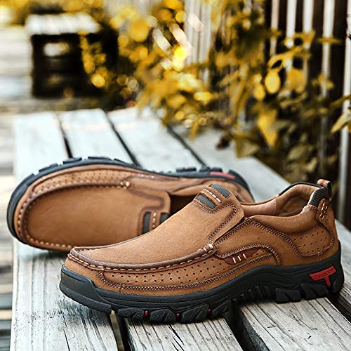 COSIDRAM Men's Brown Leather Slip-On Loafers - Casual Sneakers