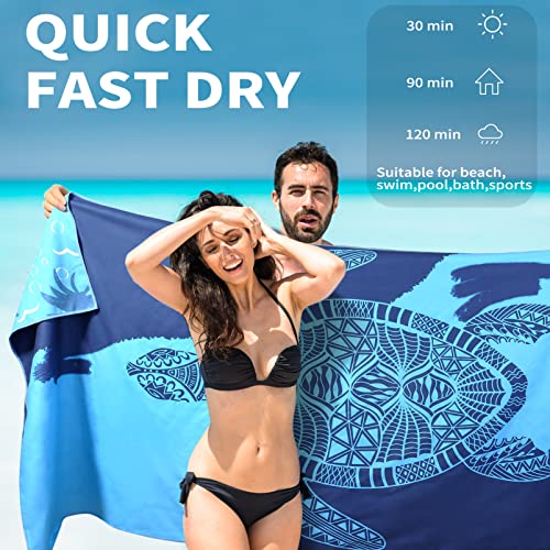 Gomust 6 Pack Oversized Microfiber Beach Towels 71x32in Turtle Tie Dye Mandala Elephant Skull Pattern
