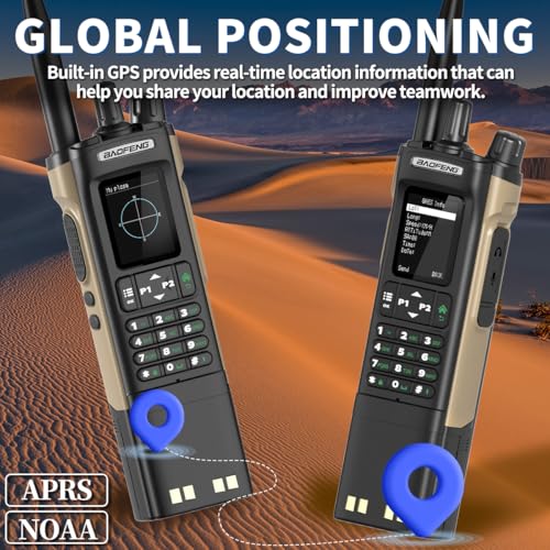 Baofeng DM32UV Ham Radio Handheld Two-Way Radio with GPS, Long Range, 3800mAh Battery, USB-C, Khaki