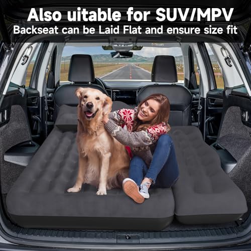 DikaSun Deep Black Back Seat Car Air Mattress for SUV & Van Camping Bed with Pump