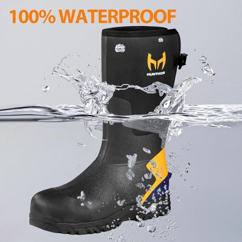 Hunthor Steel Toe Work Boots for Men - Black, 6 / Waterproof, Cold-Weather