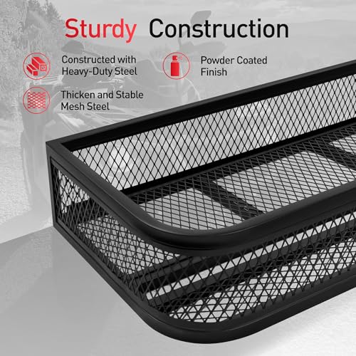 JY PERFORMANCE ATV Front Cargo Basket Heavy Duty Rack 36x17.3x6.3 inches