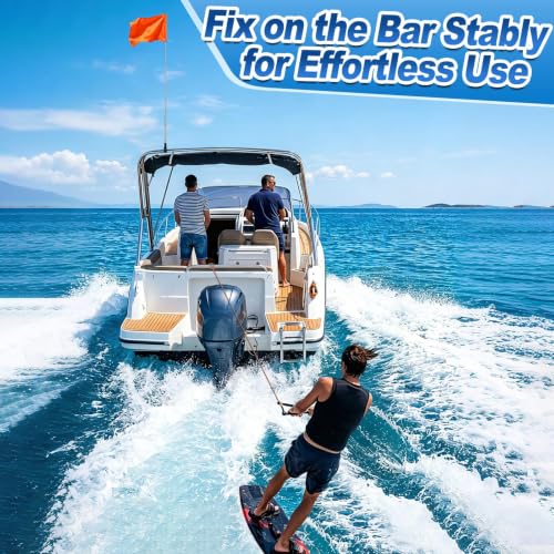Adjustable Orange Boat Flag with 54-Inch Pole & Mounting Holder