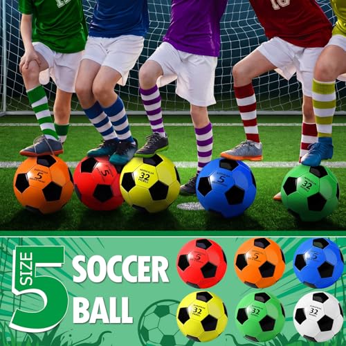 MiniInflat 48 Pcs Mixed Color Soccer Ball Set with Pumps & Water Bottles - Size 5 Deflated Balls for Kids & Teens