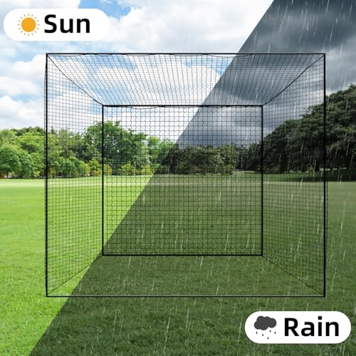 10x10x10ft Heavy Duty Baseball Batting Cage Net Backstop Barrier for Backyard Practice