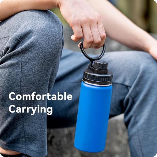 Prurex Spout Lid Replacement for Thermoflask, Takeya, Simple Modern, IRON °FLASK - Wide Mouth 12/16/18/22/32/40/64oz Water Bottles | BPA-Free Leakproof Sport Cap with Handle (2.28" Diameter 2 pack)