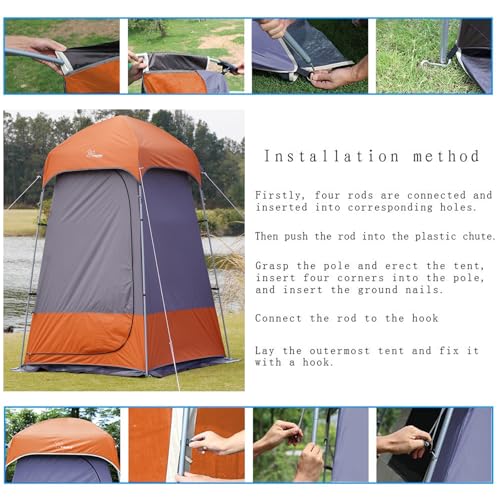 Portable Outdoor Shower Tent Privacy Changing Room Gray Orange - Camping Shelter