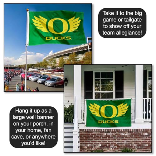 College Flags & Banners Oregon Wings Logo 3x5 Banner Flag for Tailgating & Home Decor