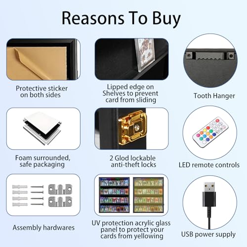 24-Card LED Trading Card Display Frame with Wooden Case - Black Variation