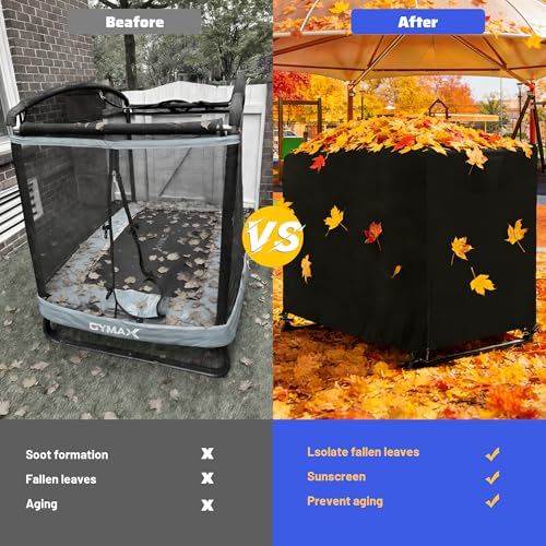 6FT Toddler Trampoline Cover Black, Waterproof UV-Resistant Fabric for Rectangle Kids Trampoline