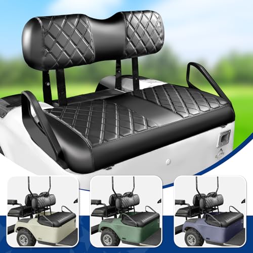 NOKINS Diamond Seat Covers for EZGO TXT Golf Carts 1994-2013 Black & Black Stitching