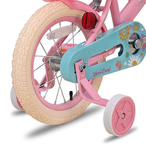 JOYSTAR Little Daisy Princess Kids Bike 12 Inch Pink with Training Wheels
