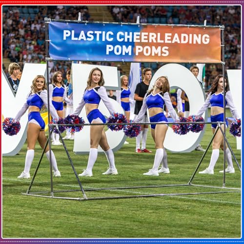 Yunsailing 50 Pcs Cheerleading Pom Poms Bulk with Handles - Red, Blue & Silver