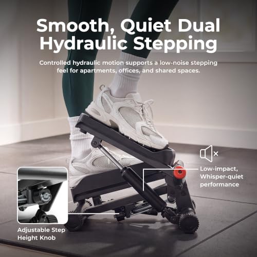 Black Matte Sunny Health & Fitness Twist Stair Stepper with Resistance Bands