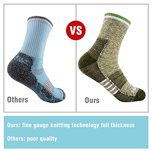 FEIDEER Women's Hiking Crew Socks Multi-Pack - Wicking Cushioned Outdoor Socks - Large / Red Blue Green Pink Purple