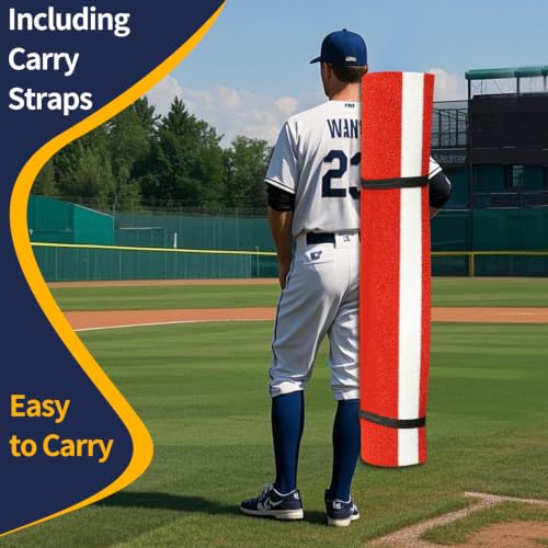 Qryovsa 10x5FT Baseball Softball Hitting Mat Turf for Practice Red Variation