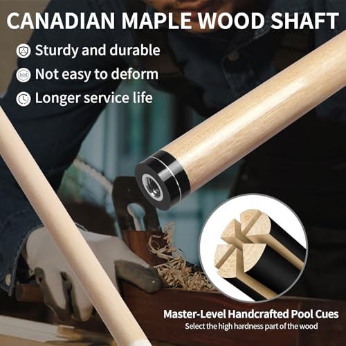 LOTKEY 4-Piece Pool Cues Set 58 Inch Canadian Maple Billiard Sticks for Adults