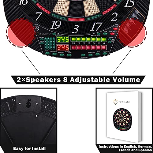 Electronic Dart Board for 16 Players with LED Display and 28 Games